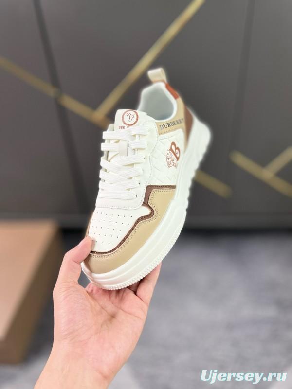 2024 Women Burberry White Beige Leather Sneakers MJ00251