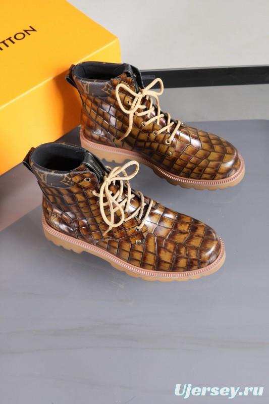 2024 Men Louis Vuitton Brown Leather Casual High-top MJ00470