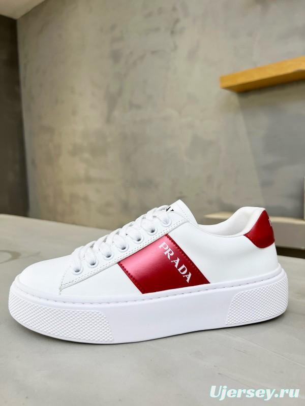2024 Women Prada White Red Leather Sneakers MJ00310