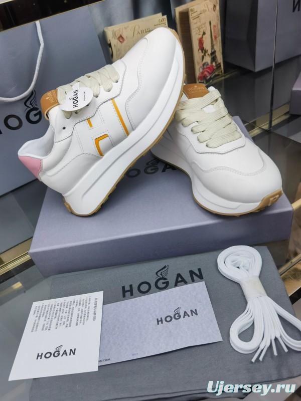 2025 Women HOGAN White Pink Leather Sneakers LY00360