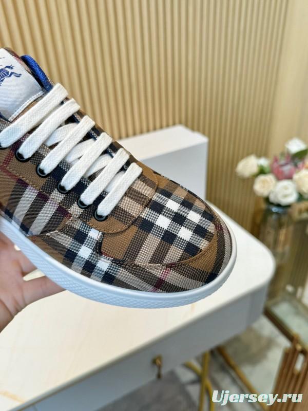 2024 Men Burberry Brown Black White Canvas Casual Sneakers MJ00320