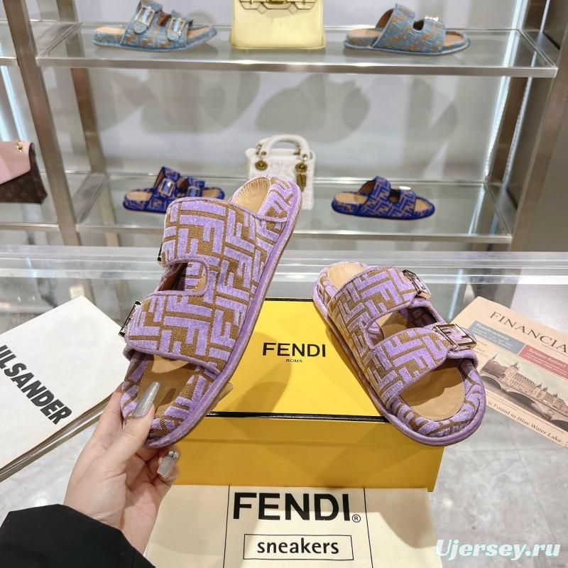 2025 Slippers Fendi Purple Canvas Slippers KFY00250