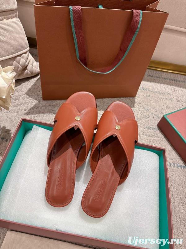 2025 Slippers LP Brown Leather Slippers LY00270