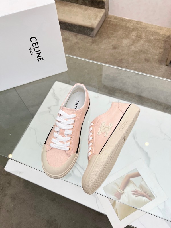 2025 Women Celine Pink Canvas Sneakers LY00210