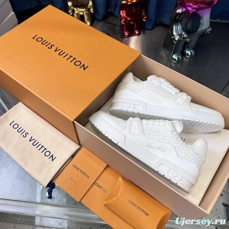 2025 Men Louis Vuitton White Leather Trainer