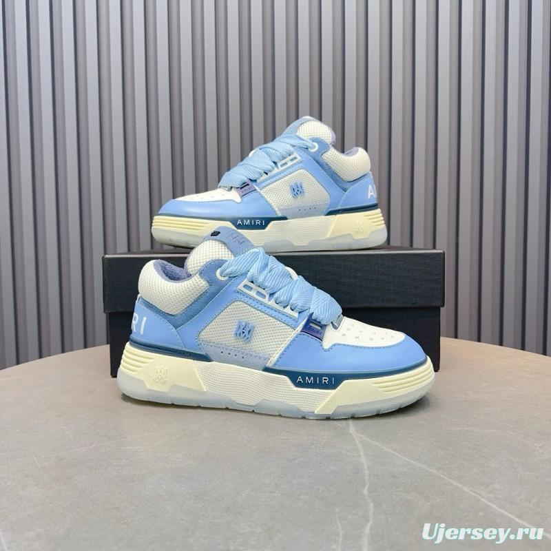 2024 Unisex Amiri Blue White Mesh Leather Sneakers MJ00360
