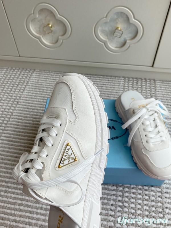 2025 Women Prada White Leather Sneakers LY00290