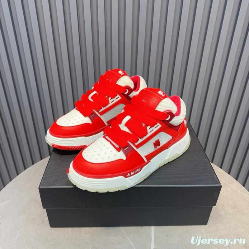 2024 Unisex Amiri埃米尔 Red White Leather Mesh Sneakers MJ00360