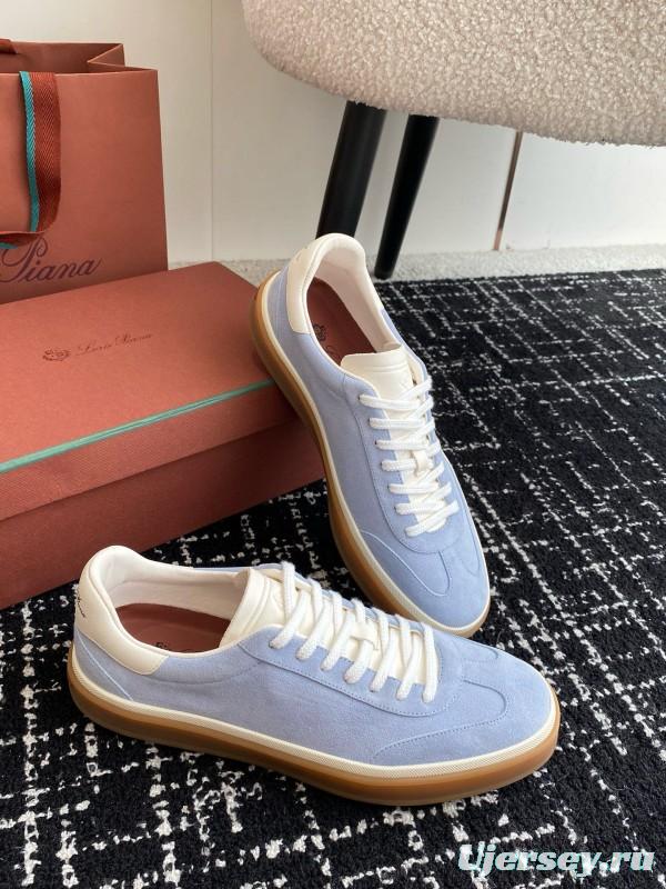 2024 Unisex Loro Piana Light Blue White Custom Leather Sneakers MJ00320