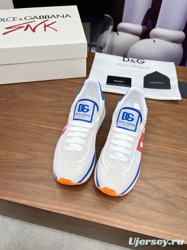 2025 Unisex Dolce & Gabbana White Blue Red PU Casual Sneakers LY00300