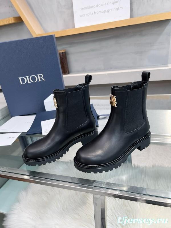2024 Women Dior Black Leather Boots MJ00350