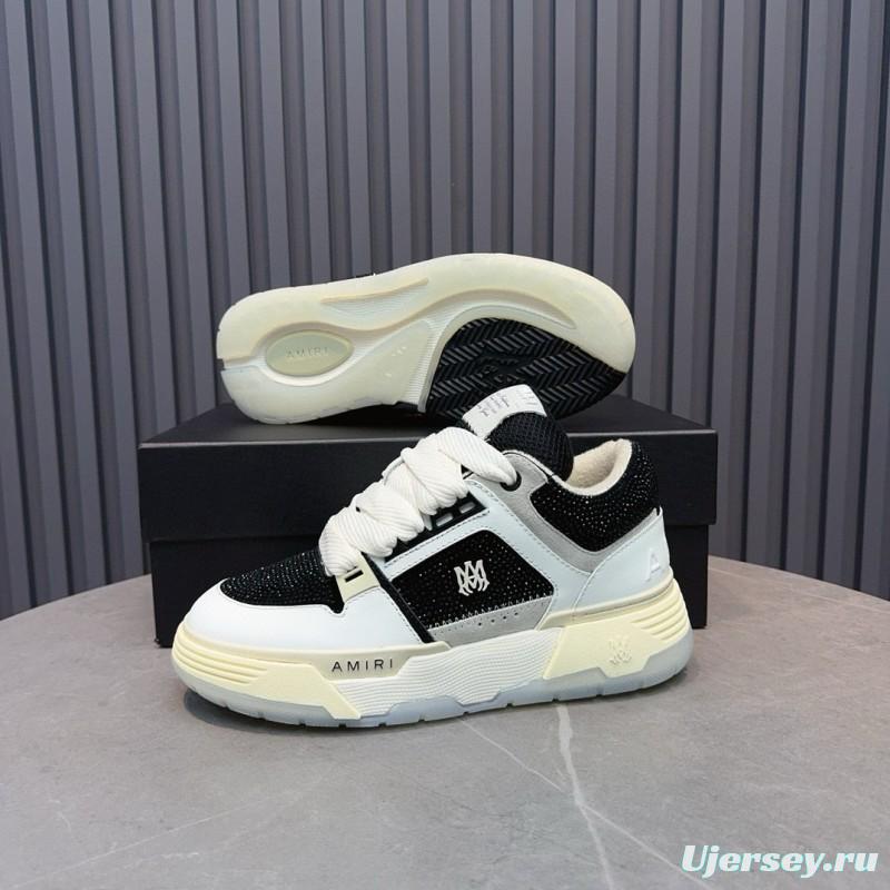 2024 Unisex Amiri Black White Leather Sneakers MJ00410