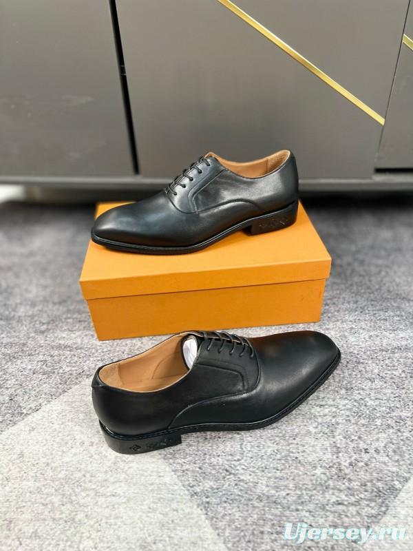 2024 Men Louis Vuitton Black Leather Leather Oxford MJ00380