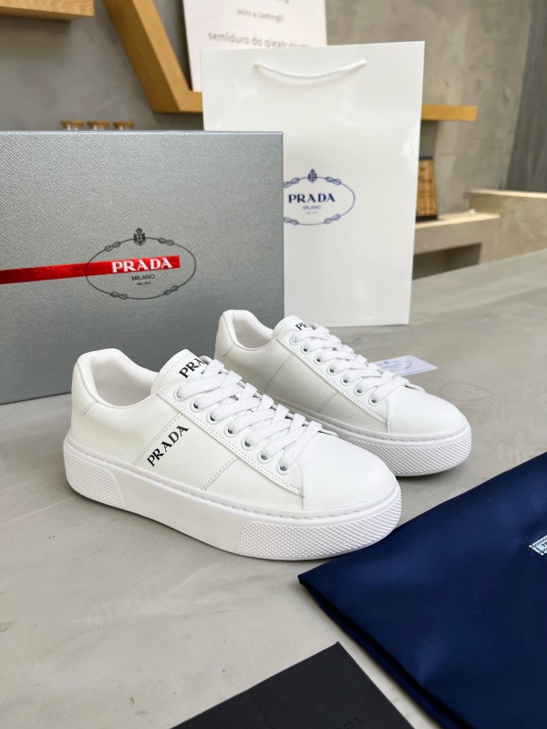 2024 Unisex Prada White Leather Sneakers MJ00310