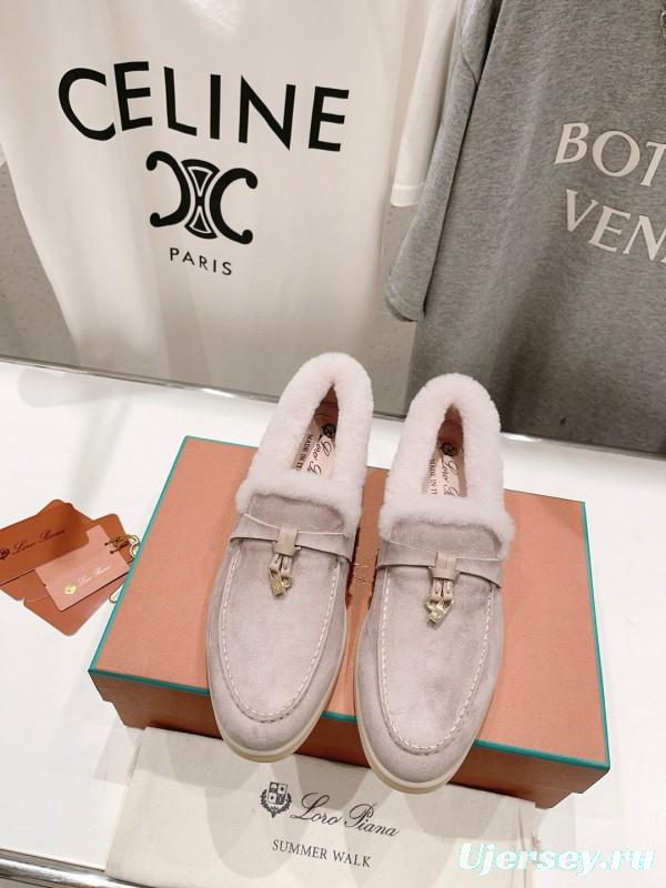 2024 Women LP Beige Suede Shearling Loafer MJ00300
