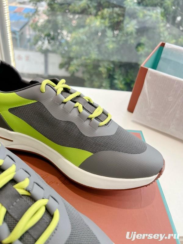 2024 Unisex Le Parmentier Grey Green Knit Sneakers