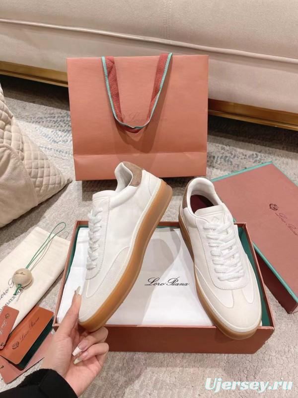 2025 Women LP White Brown Leather Sneakers LY00320(F)