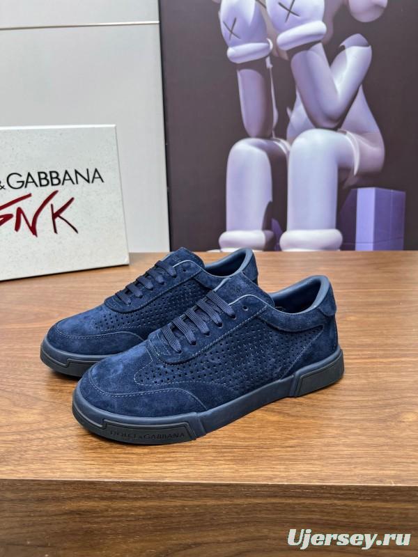 2025 Men Dolce & Gabbana Navy Suede Sneakers LY00280