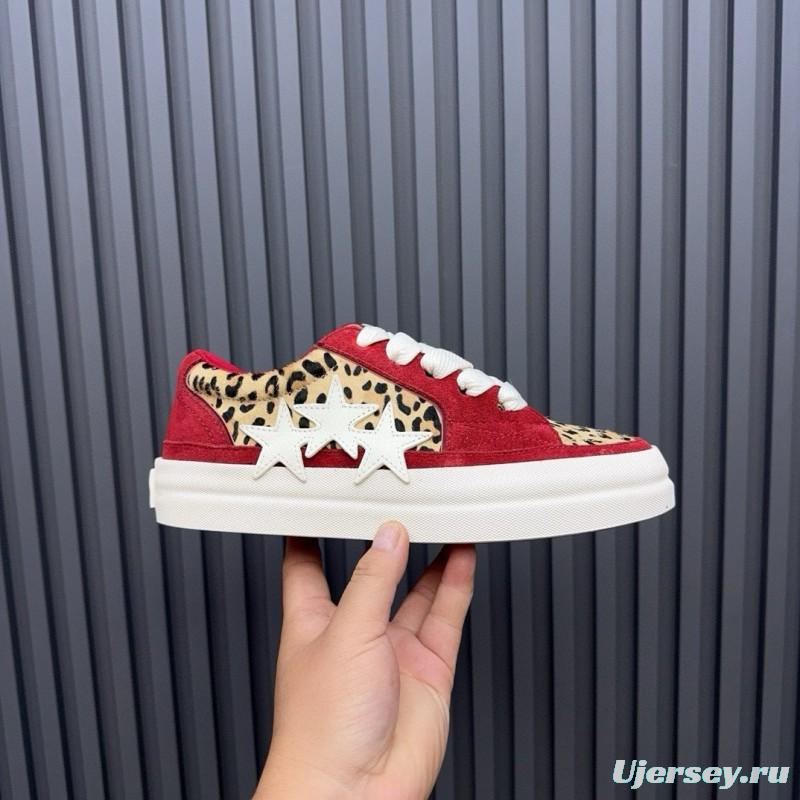 2024 Unisex Amiri Red Leopard Suede Leather Sneakers MJ00300