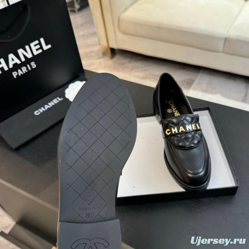 2025 Women Chanel Black Leather Loafer KFY00310