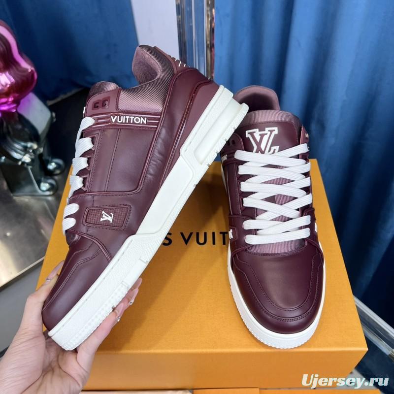 2025 Unisex Louis Vuitton Purple White Leather LV Trainer