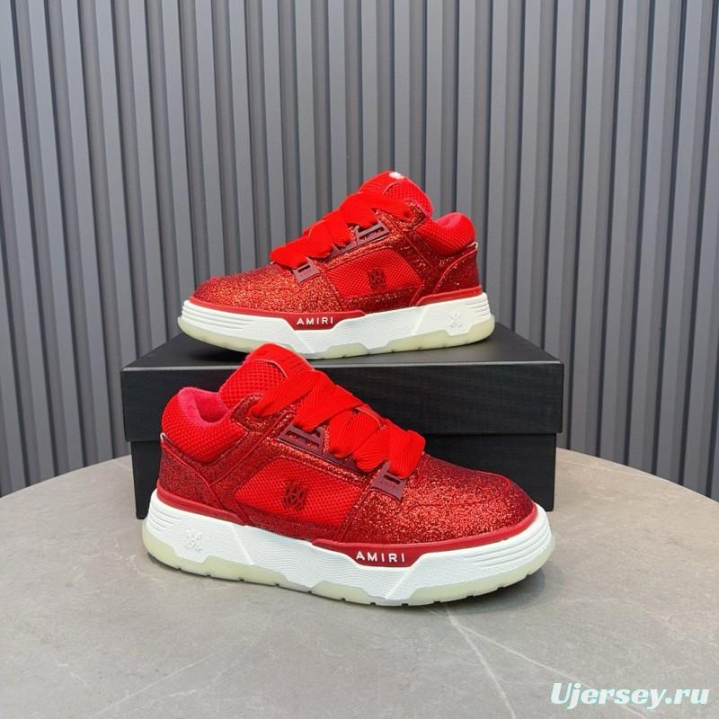 2024 Unisex Amiri Red Mesh Suede Sneakers MJ00360