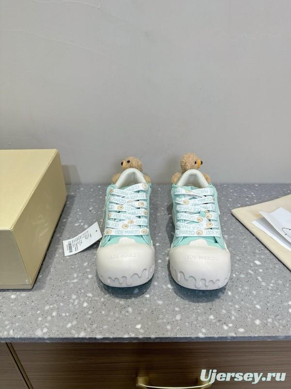 2025 Women 13DE MARZO Light Blue White Canvas Leather Casual Shoe KFY00280