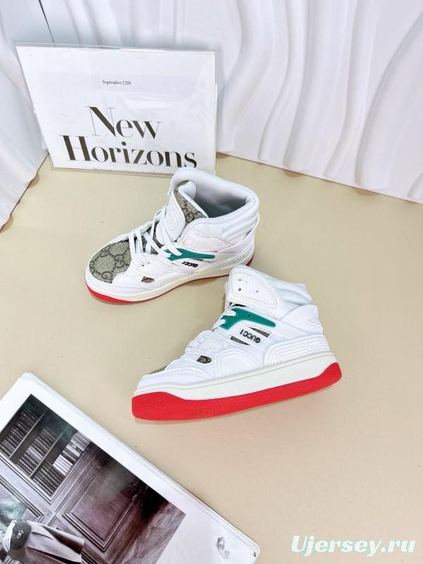 2024 Kids Gucci White Black Purple Green Leather Sneaker