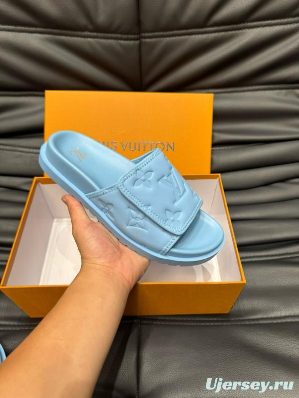 2024 Slippers Louis Vuitton light blue synthetic leather Slippers MJ00200