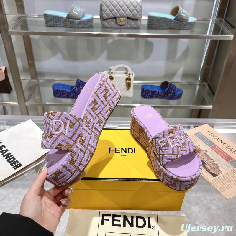 2025 Fendi Pink Canvas Slippers KFY00240