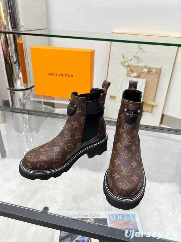 2024 Women Louis Vuitton brown leather ankle boots MJ00310