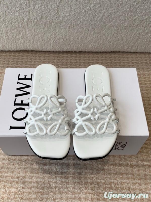 2025 Loewe White Leather Slippers