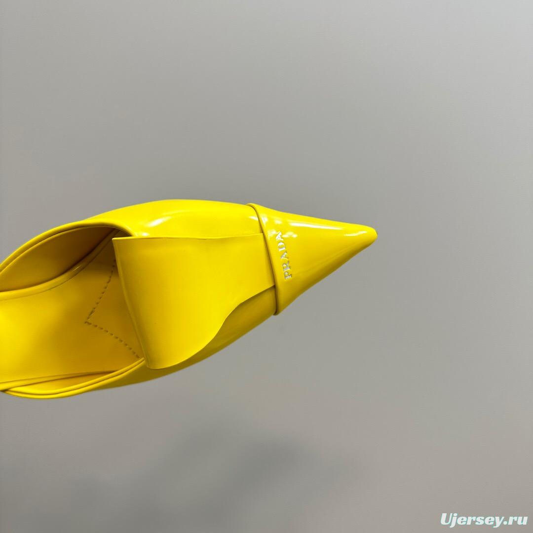 2025 Women Prada Yellow Leather Mules