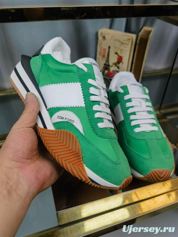 2025 Unisex TOM FORD Green White Suede Leather Sneakers LY00360(F)/LY00370(M)