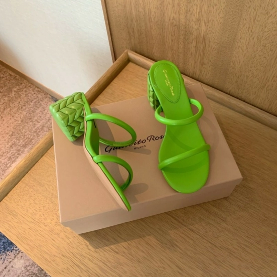 2025 Women Gianvito Rossi Green Leather Slippers