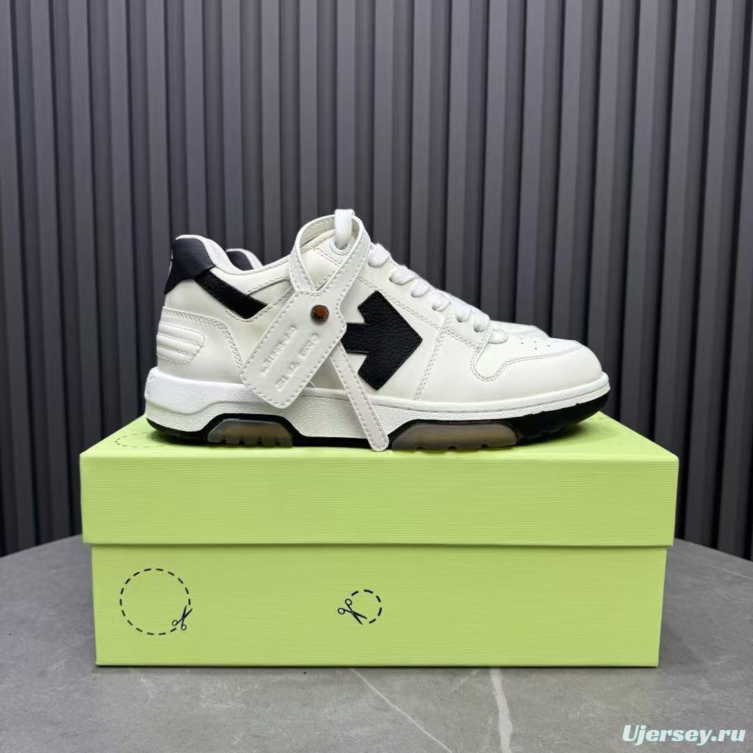 2025 Unisex Off-White White Black Leather Sneakers KFY00310