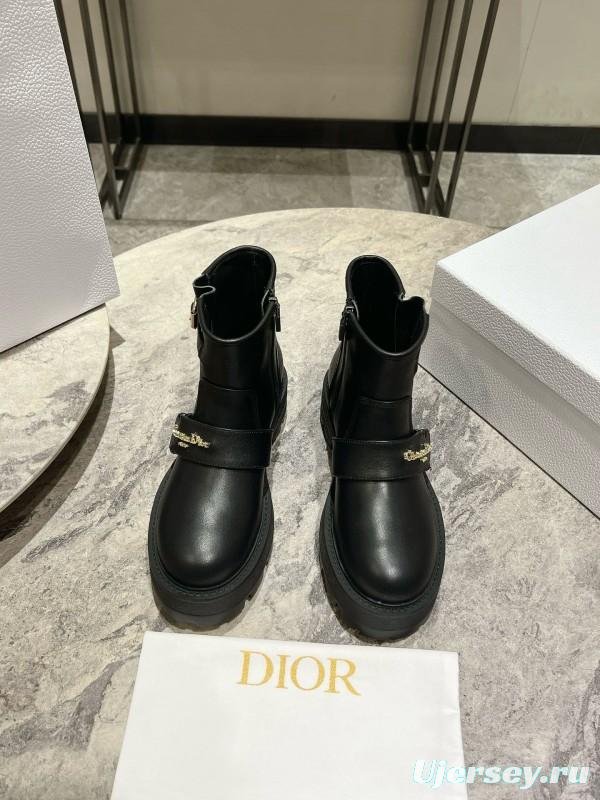 2024 Women Dior Black Calfskin Leather Ankle Boots Hardware MJ00430