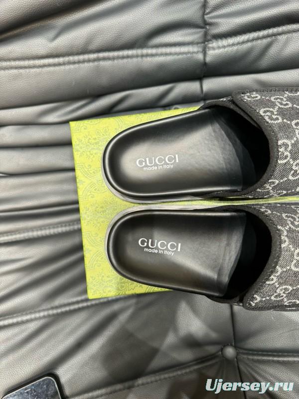 2024 Slippers Gucci Black Fabric Slippers MJ00200