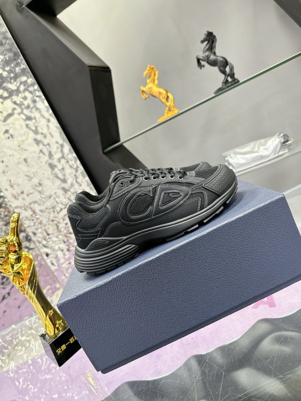 2024 Unisex Dior Black Tech Fabric Mesh B30 Sneakers MJ00330