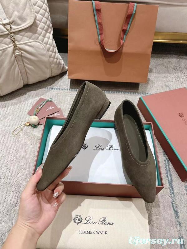 2025 Women LP Brown Suede Ballet Flats