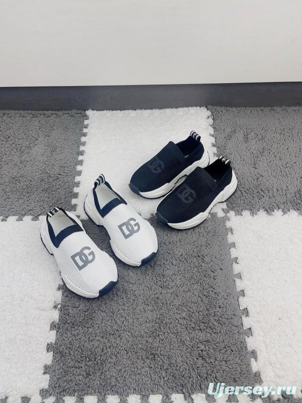 2024 Kids Dolce & Gabbana Black White Mesh Slip-On Sneakers