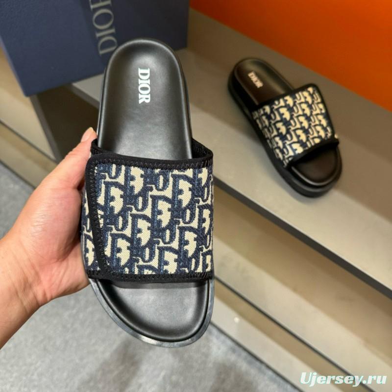 2024 Dior Black Canvas Slippers MJ00180