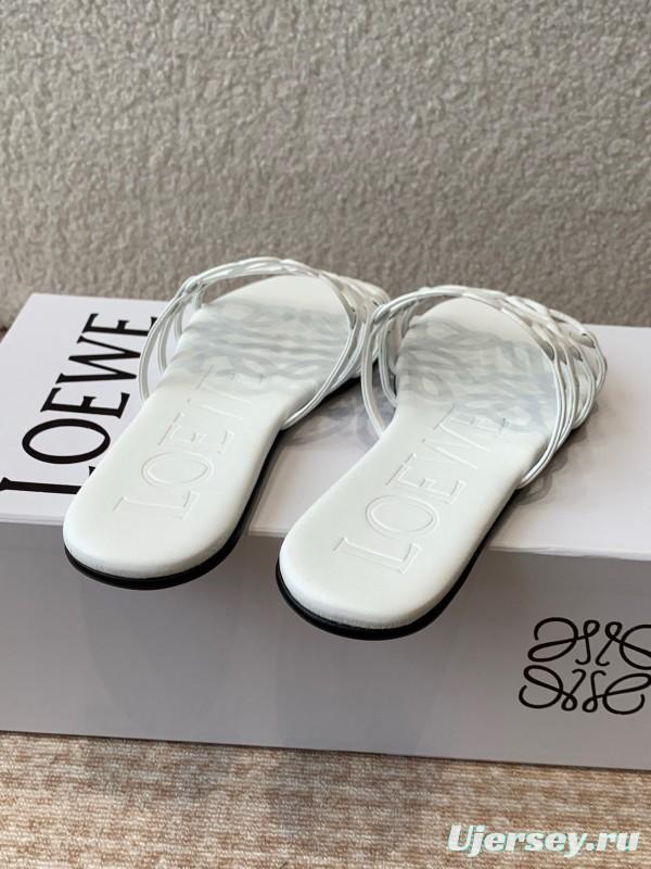 2025 Loewe White Leather Slippers