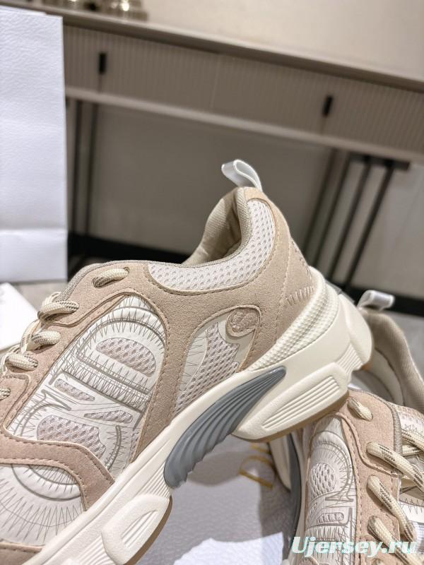 2025 Women Dior Beige Mesh Suede Sneakers KFY00370
