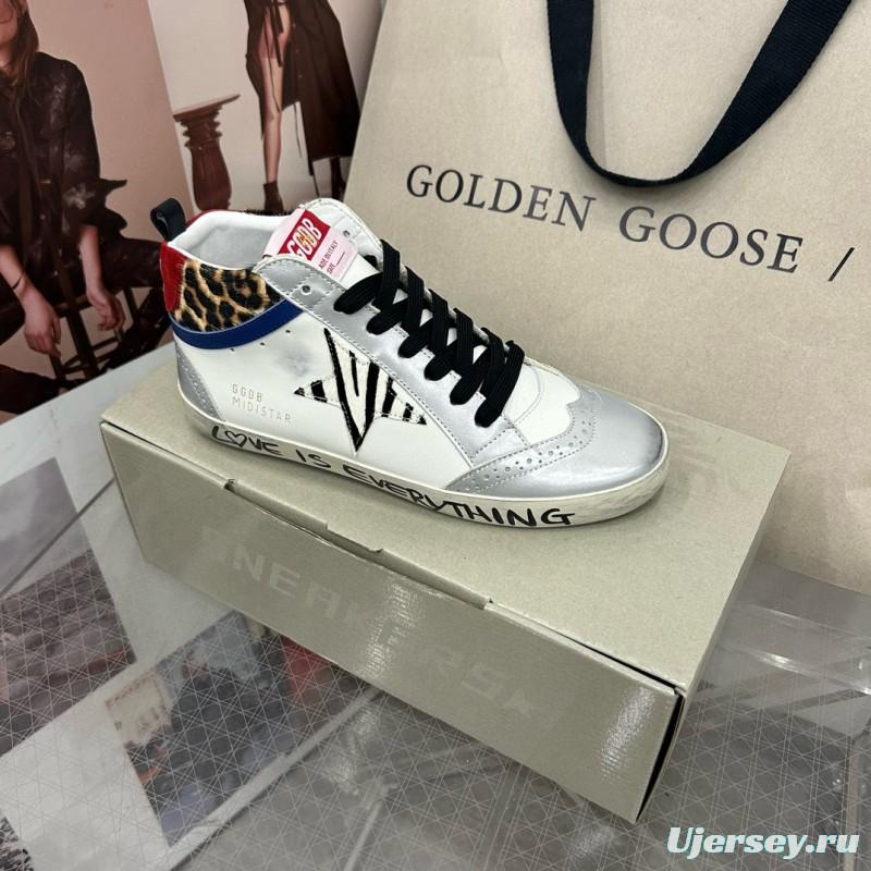 2024 Unisex GGDB White Leopard Blue Leather Suede High-Top Sneakers MJ00300