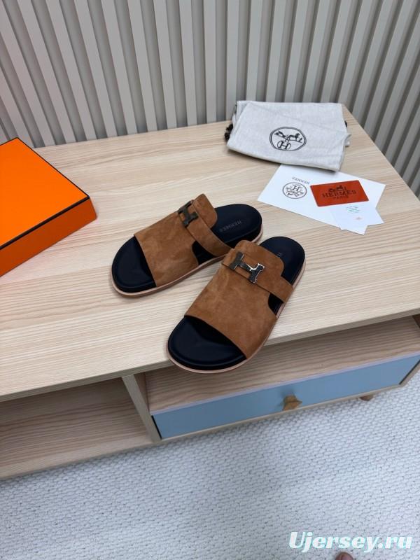 2025 Slippers Hermès Brown Suede Slippers