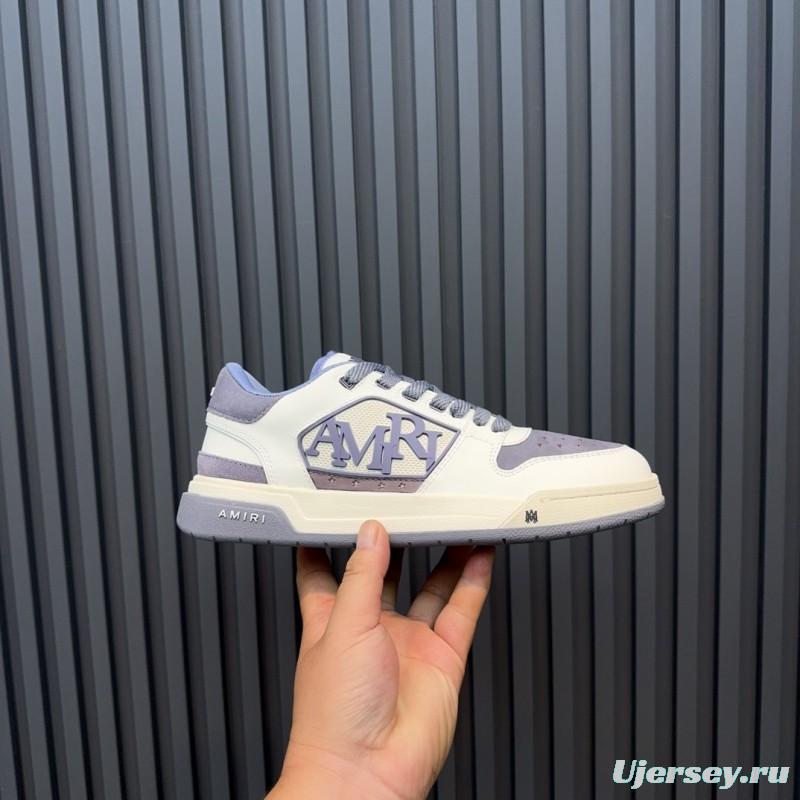 2025 Unisex Amiri White Grey Leather Sneakers MJ00360