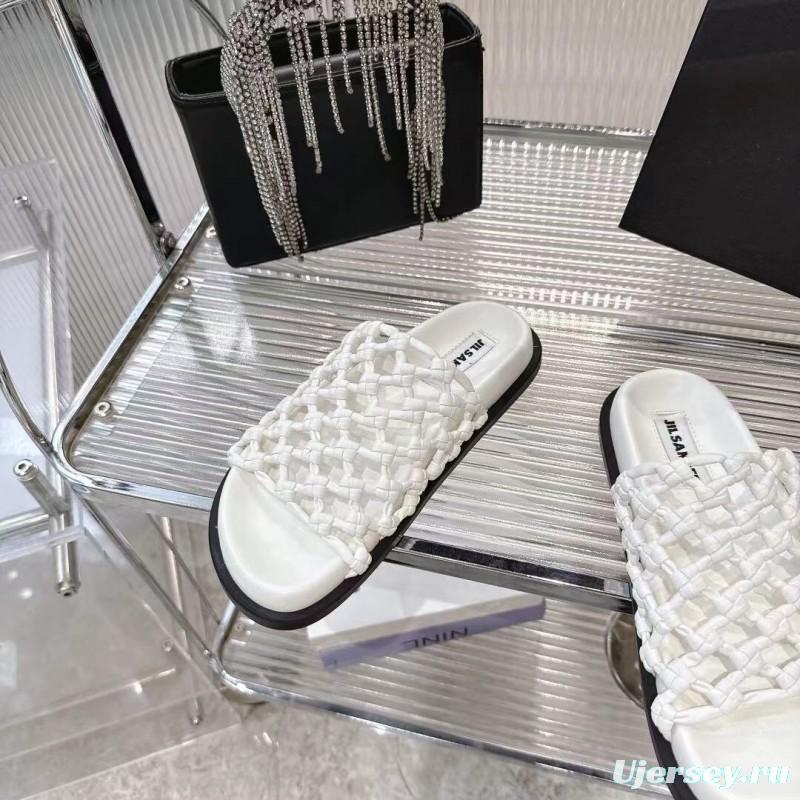 2025 Slippers Jil Sander White Leather Woven