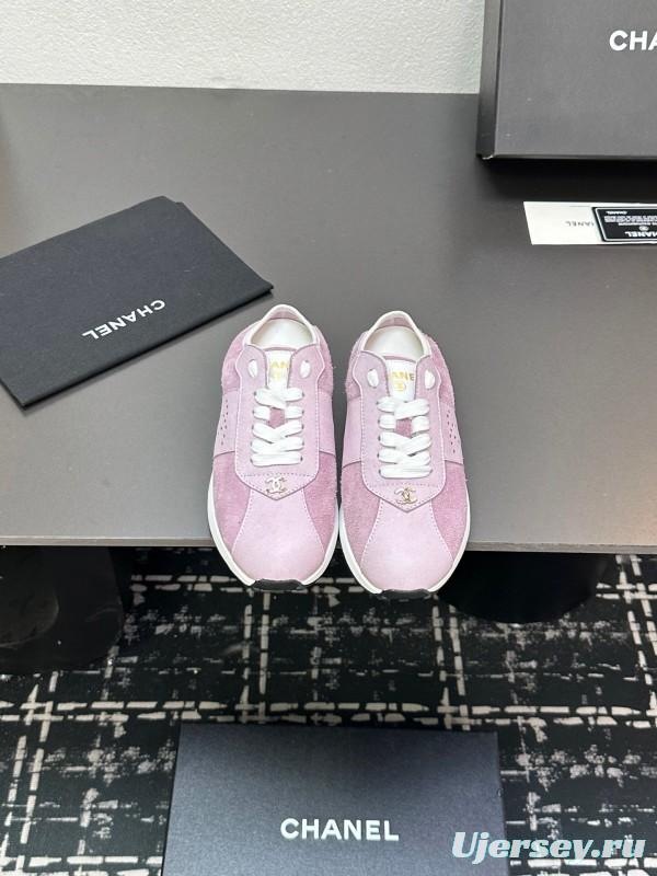 2025 Women CHANEL Pink Suede Casual Sneakers Classic Craftsmanship LY00360(F)
