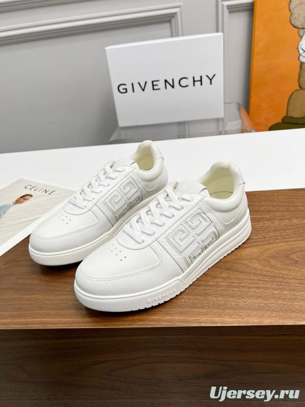 2024 Unisex Givenchy White Silk Calfskin Patent Leather Low Top Sneakers MJ00380